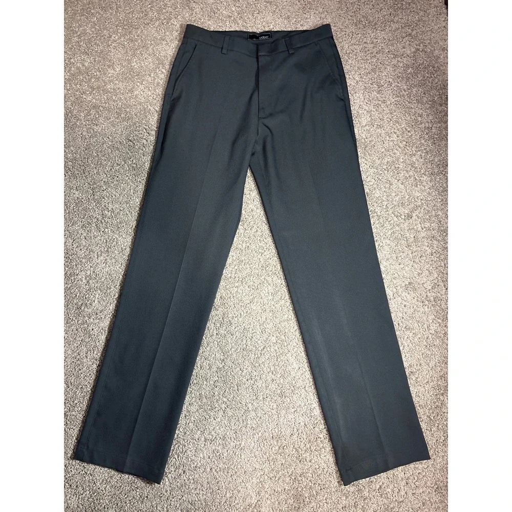Oobe Mens Dress Pants 32x34 Charcoal Gray Flat Front Straight Leg Polyester
